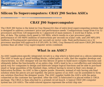 Cray ASIC webpage screenshot