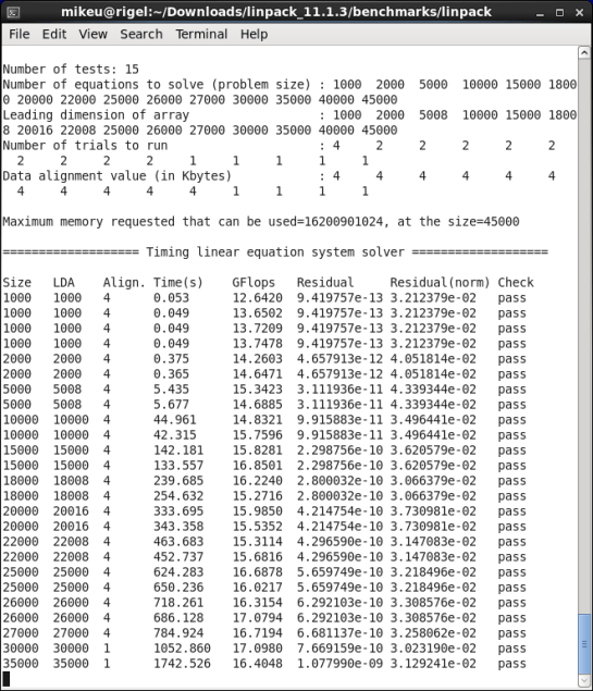 Laptop running LINPACK